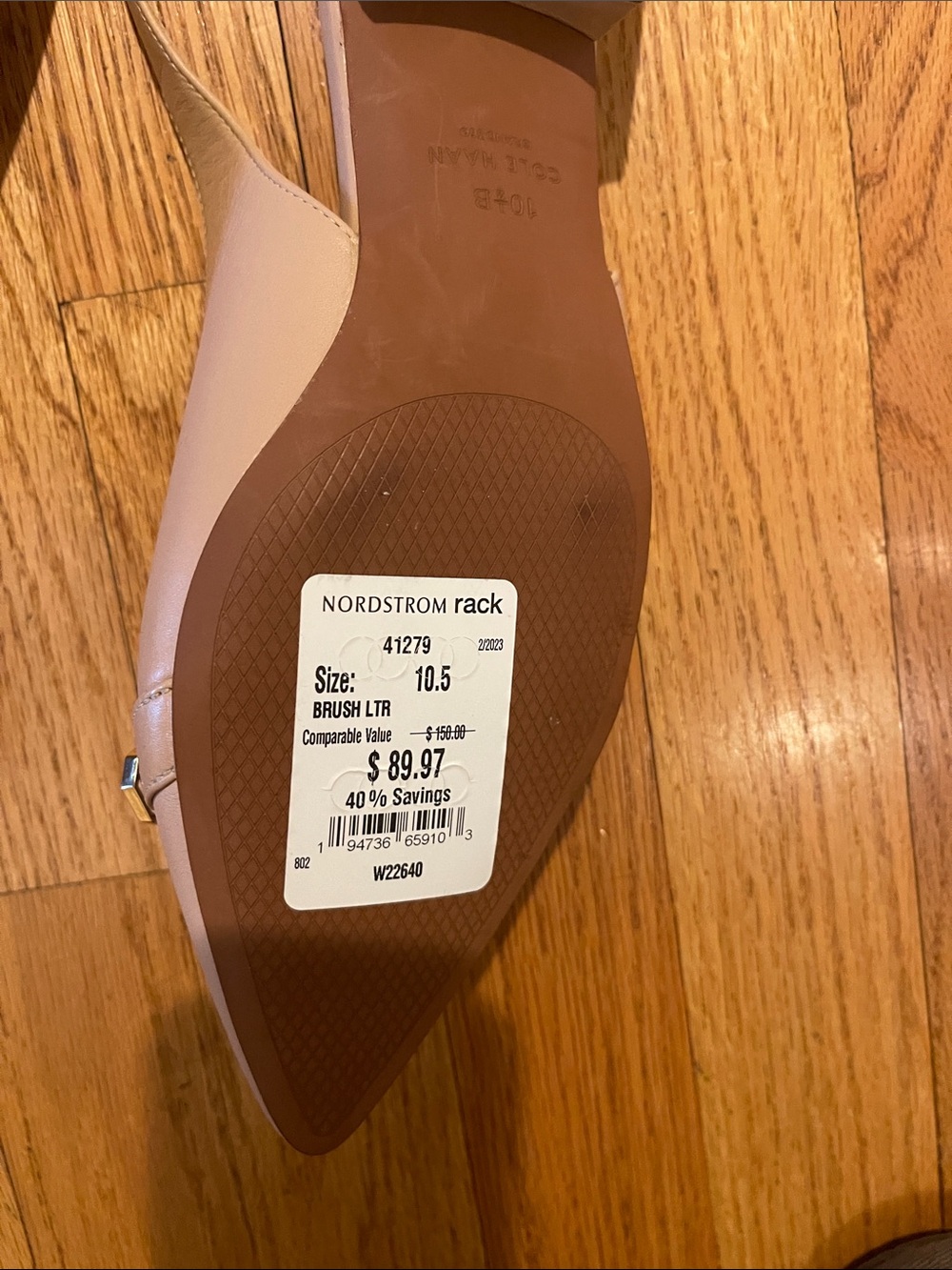 Cole Haan Nude/Beige Pointed Slingback Flats with Buckle - Picture 4 of 5